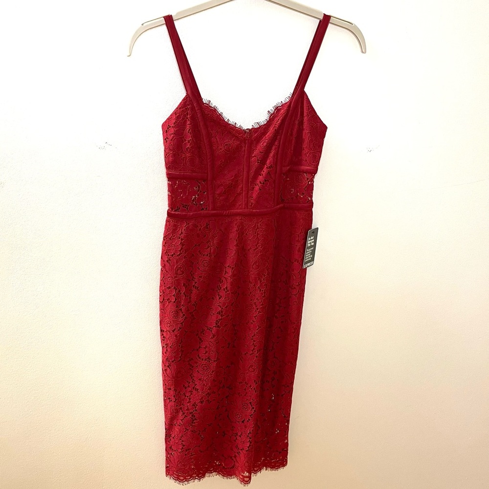 NWT Red Hot Romance Express Lace Midi Dress Size 0 red valentine - Picture 5 of 12